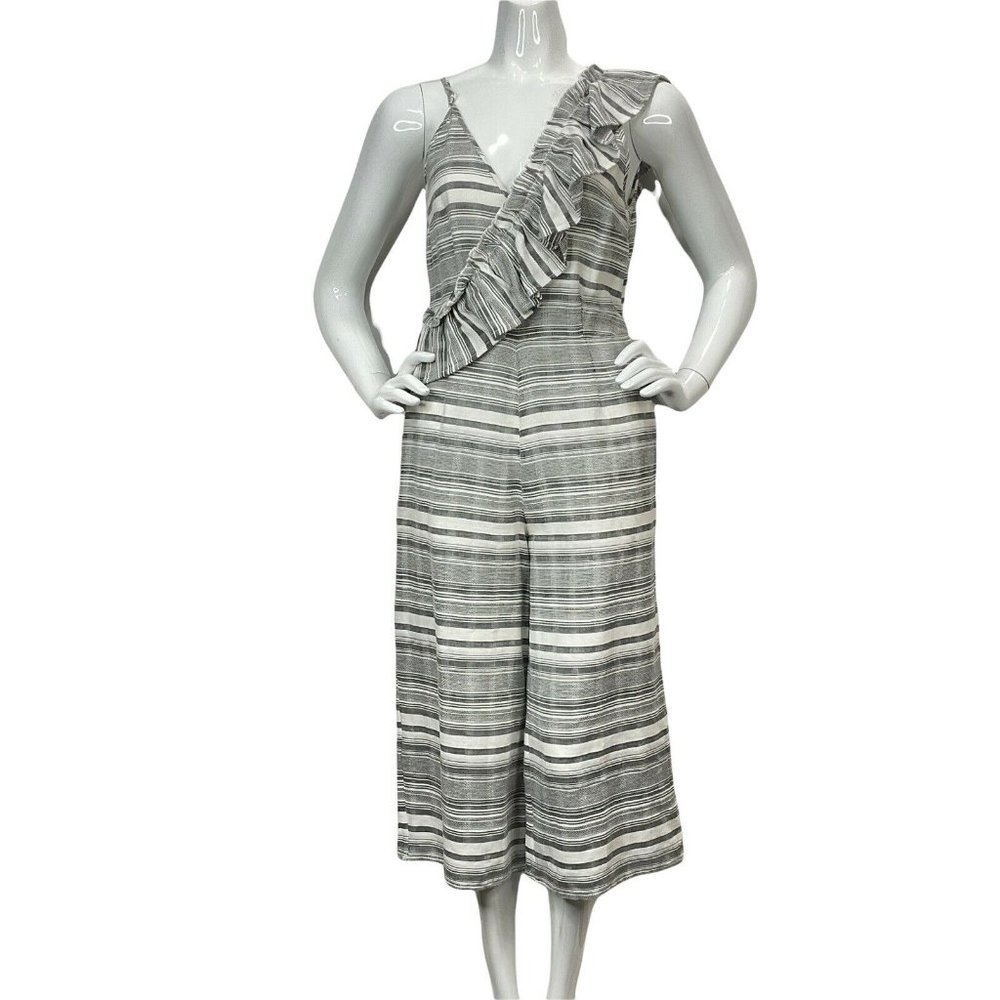 Tularosa Jumpsuit Womens Sz S Florence Striped Crossover Ruffle Pockets Nwt $198